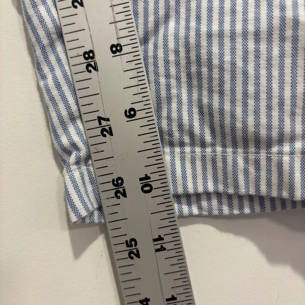 J.Crew Mens 34 Seersucker Shorts Blue White Striped Cotton Preppy Summer 10.5 In